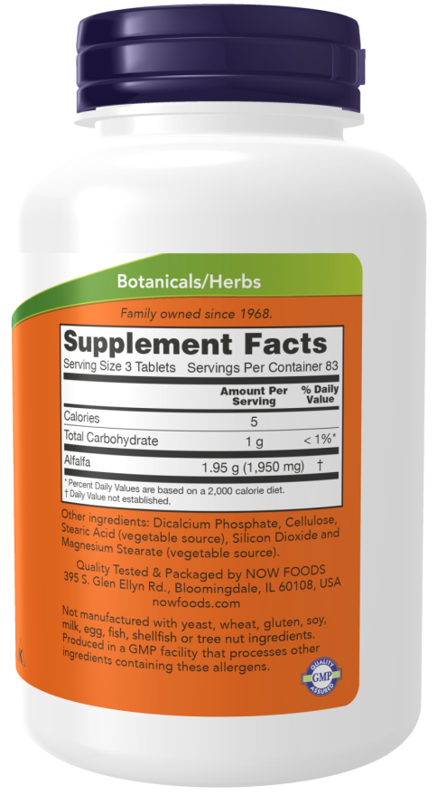 NOW Foods - Αλφάλφα 650mg, 500 δισκία - Image 2