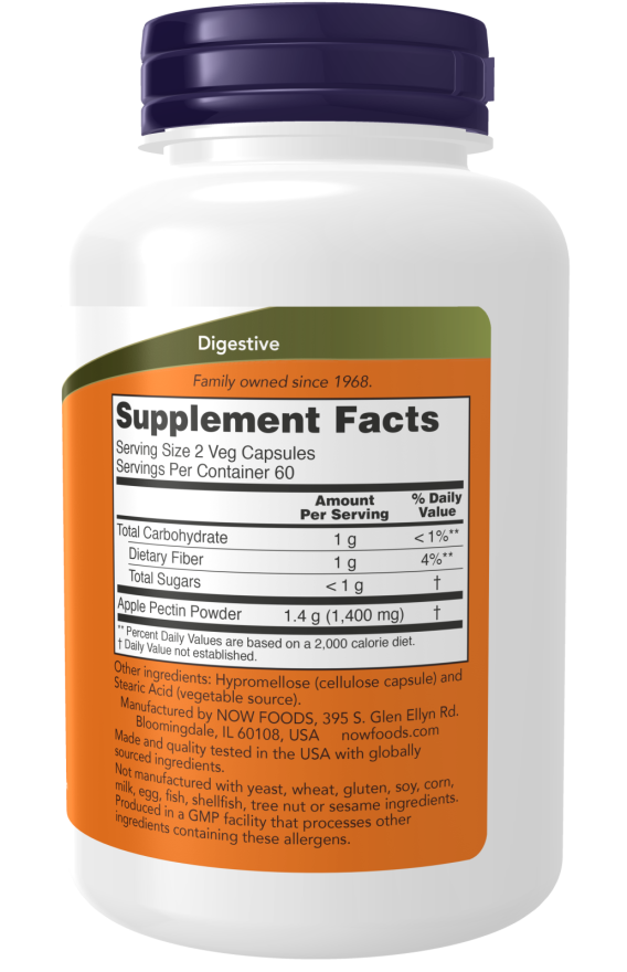NOW Foods - Πηκτίνη Μήλου 700mg, 120 κάψουλες - Image 2