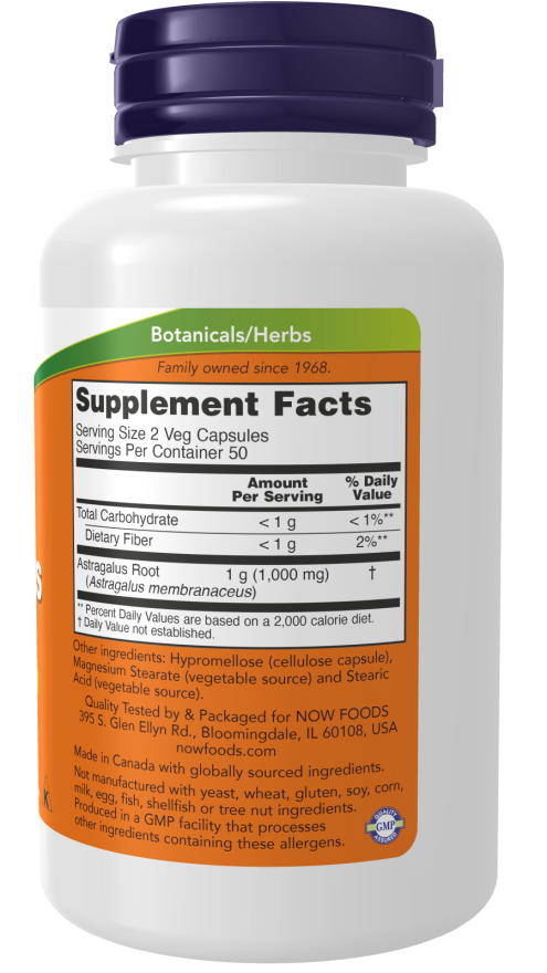 NOW Foods - Astragalus 500mg, 100 κάψουλες - Image 2