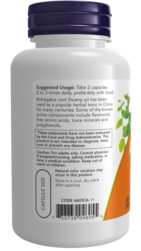 NOW Foods - Astragalus 500mg, 100 κάψουλες - Image 3