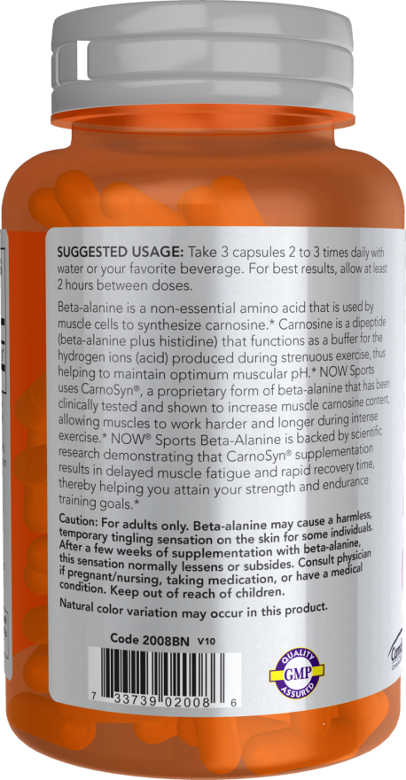 NOW Foods - Βήτα-Αλανίνη 750mg, 120 κάψουλες - Image 3