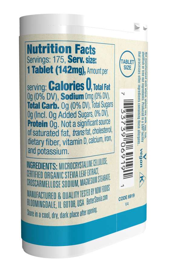 NOW Foods - Στιγμιαία Δισκία Stevia Bedre, 175 ταμπλέτες - Image 3