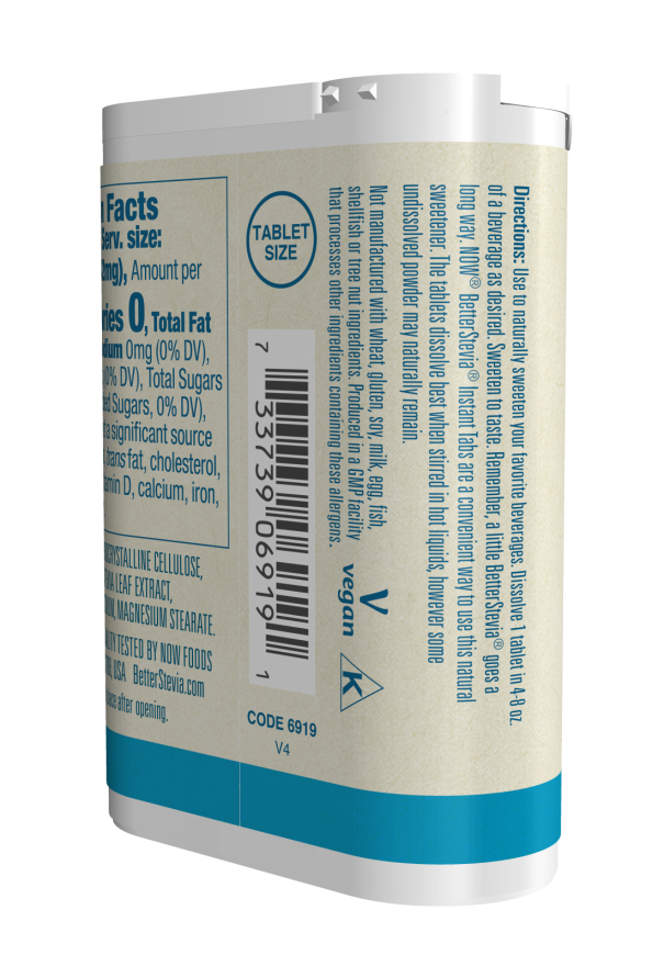 NOW Foods - Στιγμιαία Δισκία Stevia Bedre, 175 ταμπλέτες - Image 4