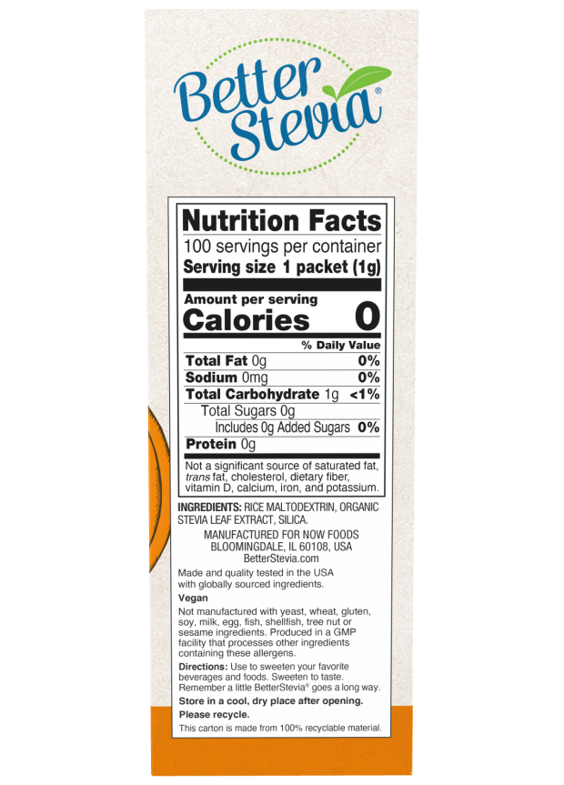 NOW Foods - Στέβια σε Φακελάκια, Original - 100 φακελάκια - Image 2