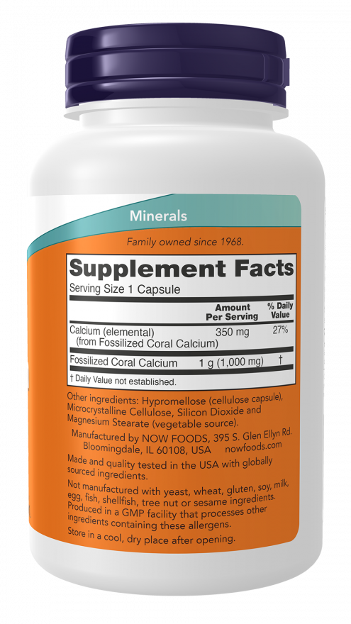 NOW Foods - Ασβεστίου Κοραλλιών 1000 mg, 250 κάψουλες - Image 2