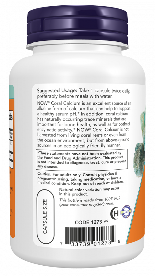 NOW Foods - Ασβεστίου Κοραλλιών 1000 mg, 250 κάψουλες - Image 3