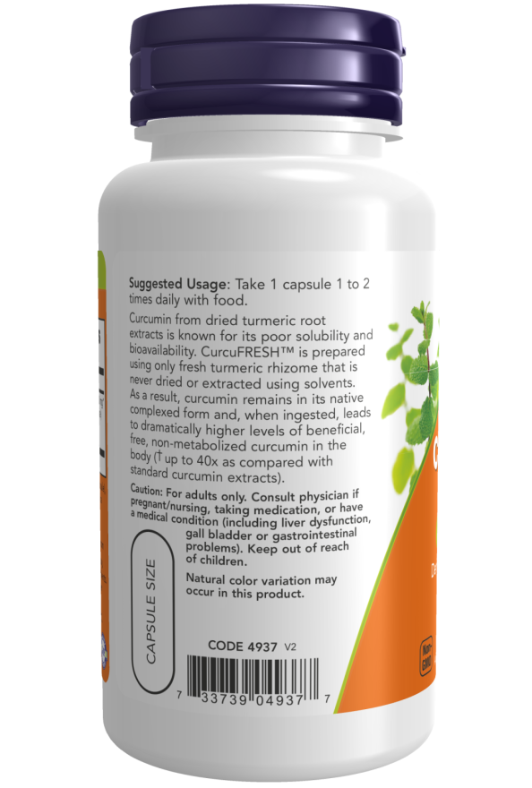 NOW Foods - CurcuFRESH Κουρκουμίνη, Κάψουλες 60 τεμ - Image 3