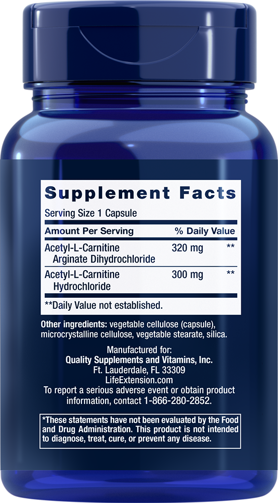 Life Extension - Ακετυλο-Λ-Καρνιτίνη Αργινάτη, 90 κάψουλες - Image 2
