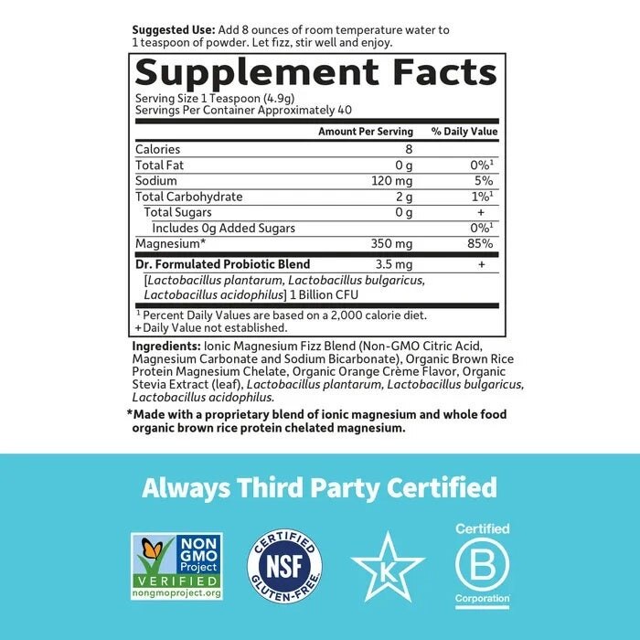 Dr. Formuleret - Μαγνήσιο Ολικής Διατροφής με Γεύση Πορτοκάλι 197g - Image 2