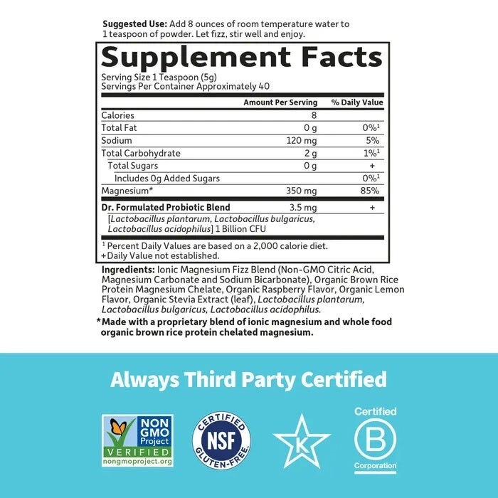 Dr. Formulated - Ολόκληρο Μαγνήσιο από Τροφή με Γεύση Βατόμουρο και Λεμόνι, 198g - Image 2