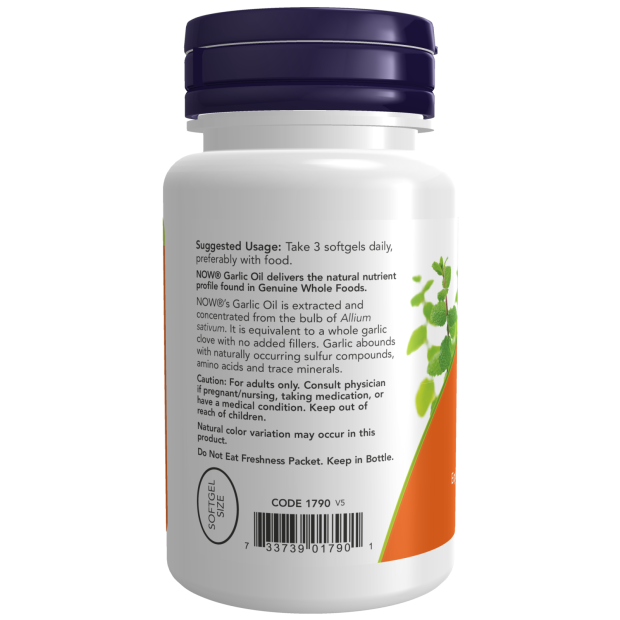 NOW Foods - Έλαιο Σκόρδου 1500mg, 250 μαλακές κάψουλες - Image 3