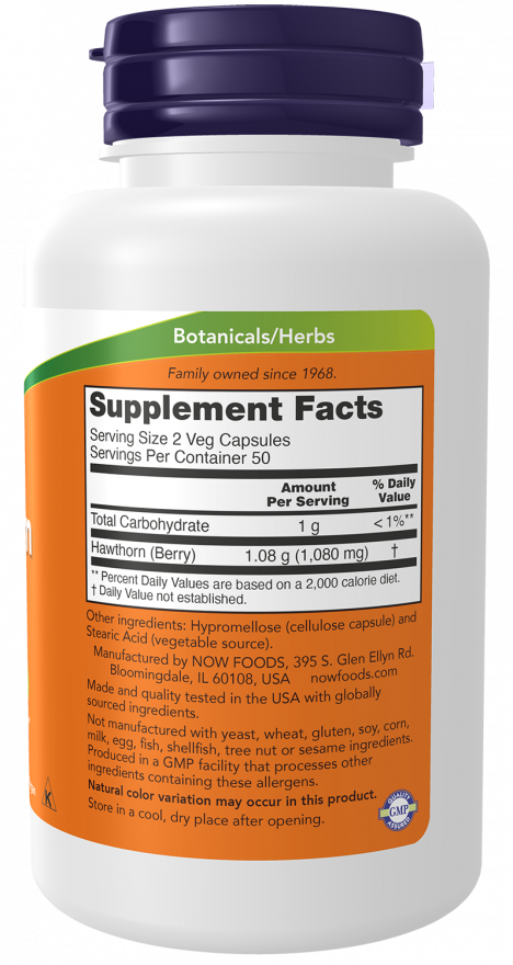 NOW Foods - Καρποί Κράταιγου 540mg, 100 κάψουλες - Image 2