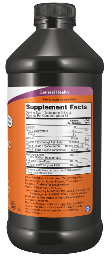 NOW Foods - Υγρό Υαλουρονικό Οξύ 473 ml - Image 2