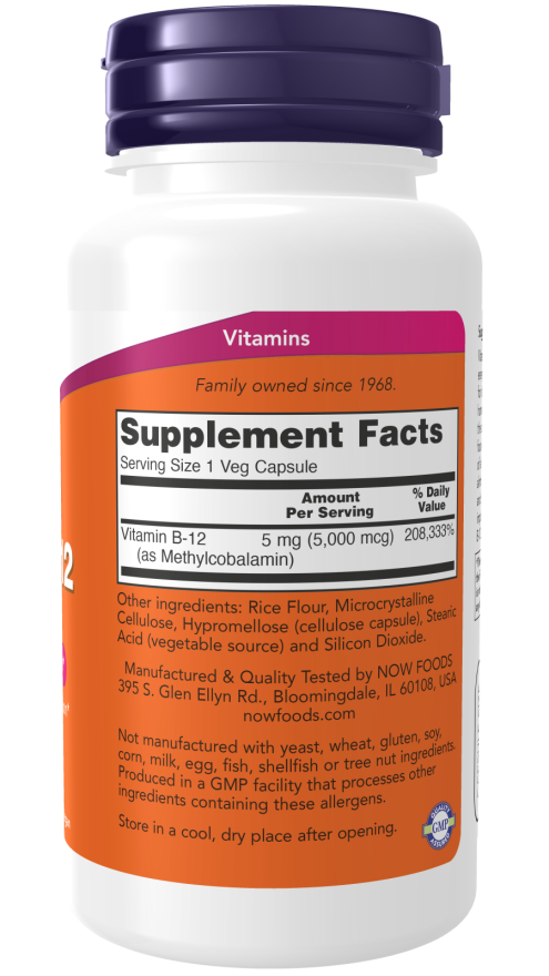 NOW Foods - Methyl B-12 5000mcg, 90 κάψουλες - Image 2