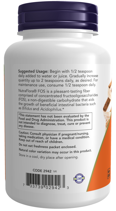 NOW Foods - NutraFlora FOS Καθαρή Σκόνη 113g - Image 2