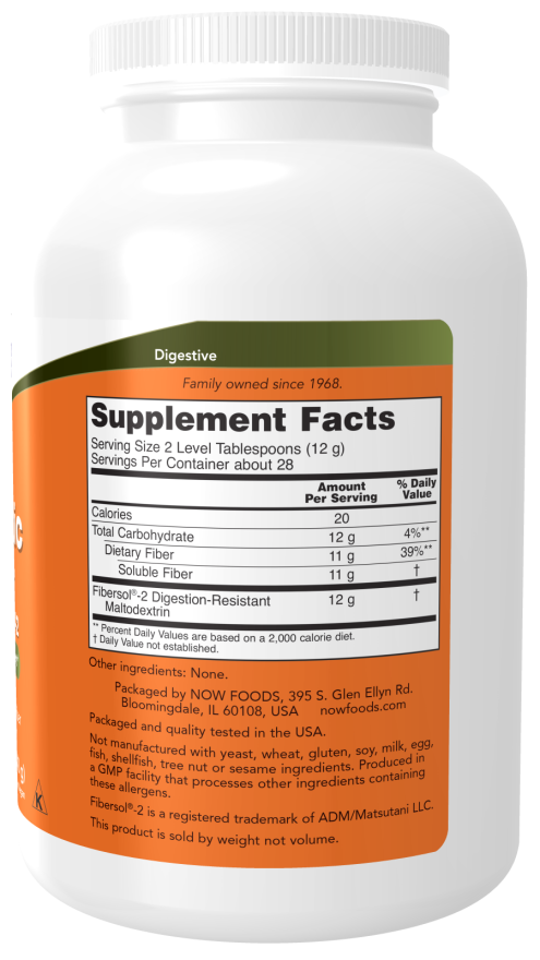 NOW Foods - Πρεβιοτική Ίνα με Fibersol-2, 340g - Image 2