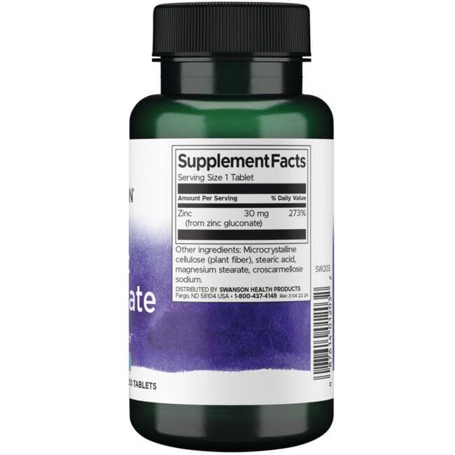 Swanson - Γλυκονικό Ψευδάργυρο 30 mg, 250 δισκία - Image 2