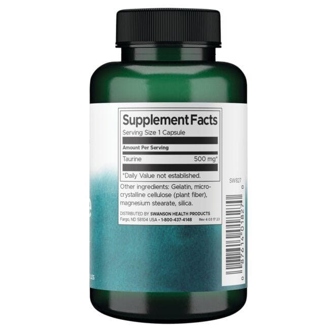 Swanson - Ταυρίνη 500 mg, 100 κάψουλες - Image 2