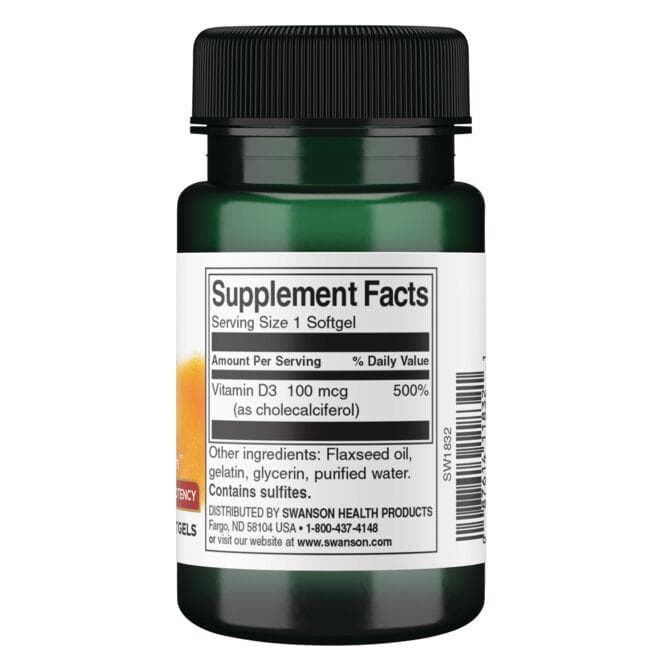 SWANSON - Βιταμίνη D-3 4000IU, 90 κάψουλες - Image 2
