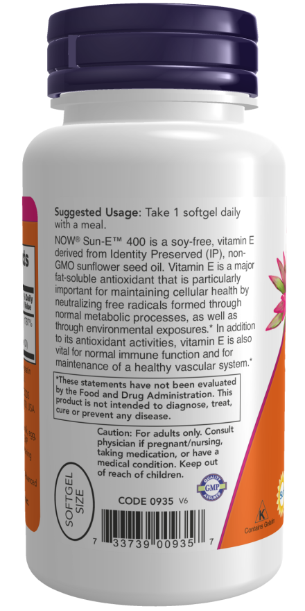 NOW Foods - Sun-E 400 IU, 60 μαλακές κάψουλες - Image 3